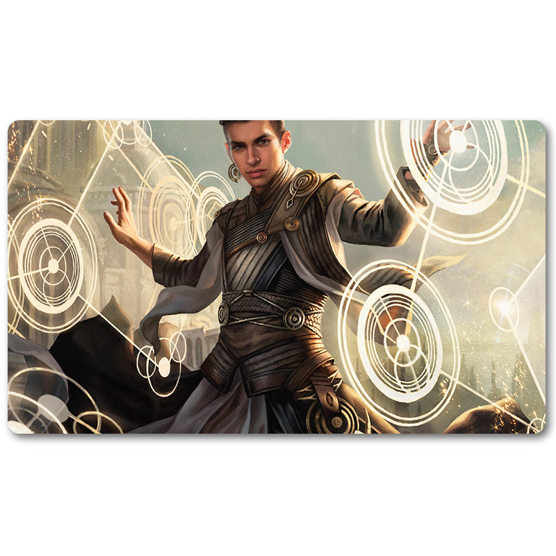 Tabulludo Ekstercentra - TEYO, THE SHIELDMAGE -MTG Playmat Grandeco 23.6X13.7in Ludaj matoj Kongrua por TCG RPG CCG Komerckartludo