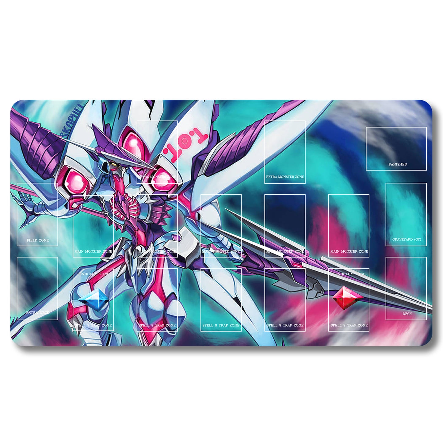 Brettspiel-Peripheriegerät – 109653 – Yugioh-Spielmatte, Größe 59,9 x 34,9 cm. Spielmatten, kompatibel mit TCG, OCG, CCG, Sammelkartenspiel