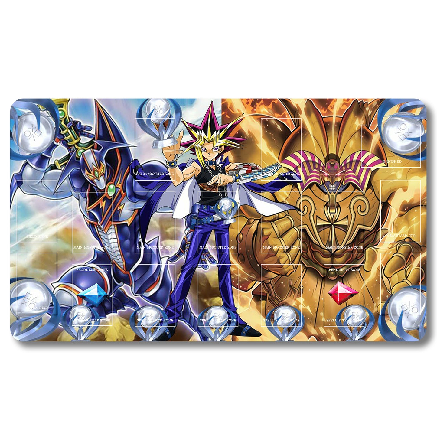 Brettspiel-Peripheriegerät – 317953 – Yugioh-Spielmatte, Größe 59,9 x 34,9 cm. Spielmatten, kompatibel mit TCG, OCG, CCG, Sammelkartenspiel