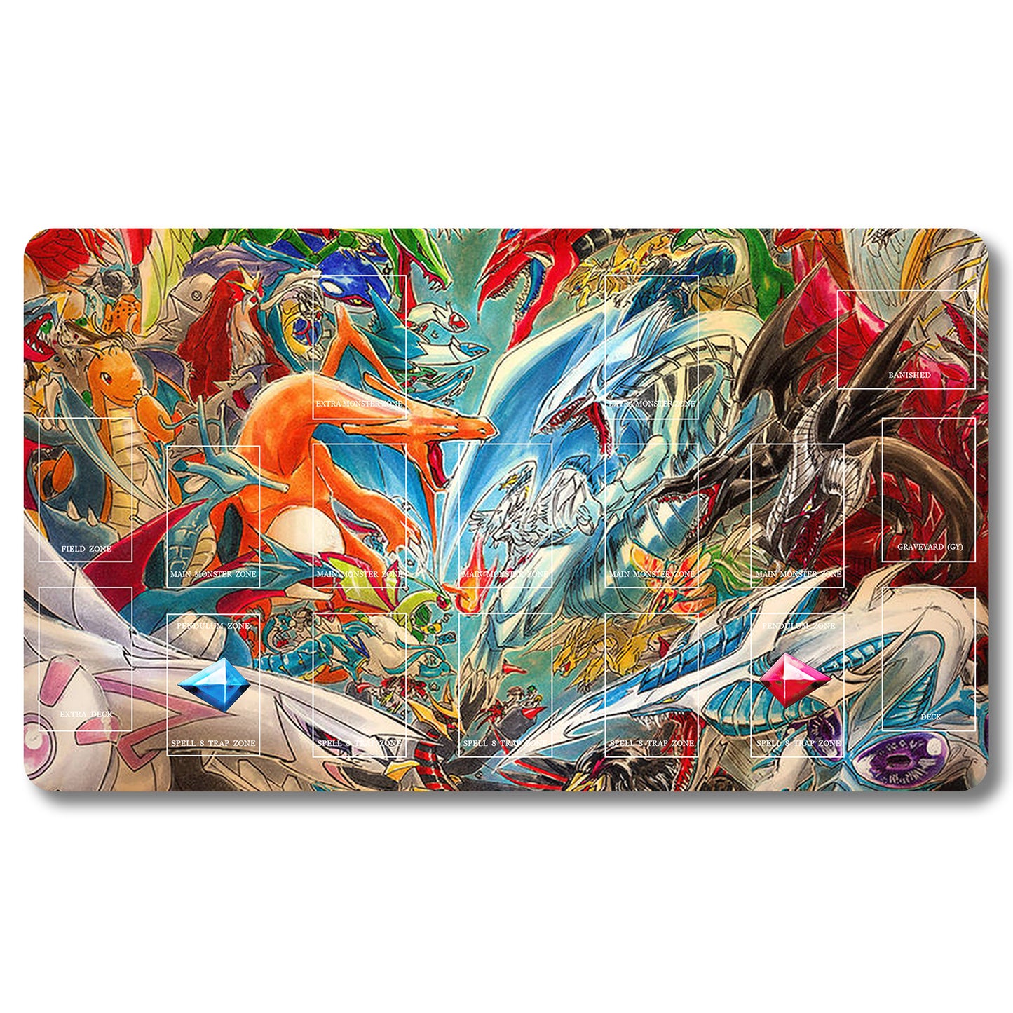 Brettspiel-Peripheriegerät – 429653 – Yugioh-Spielmatte, Größe 59,9 x 34,9 cm. Spielmatten, kompatibel mit TCG, OCG, CCG, Sammelkartenspiel