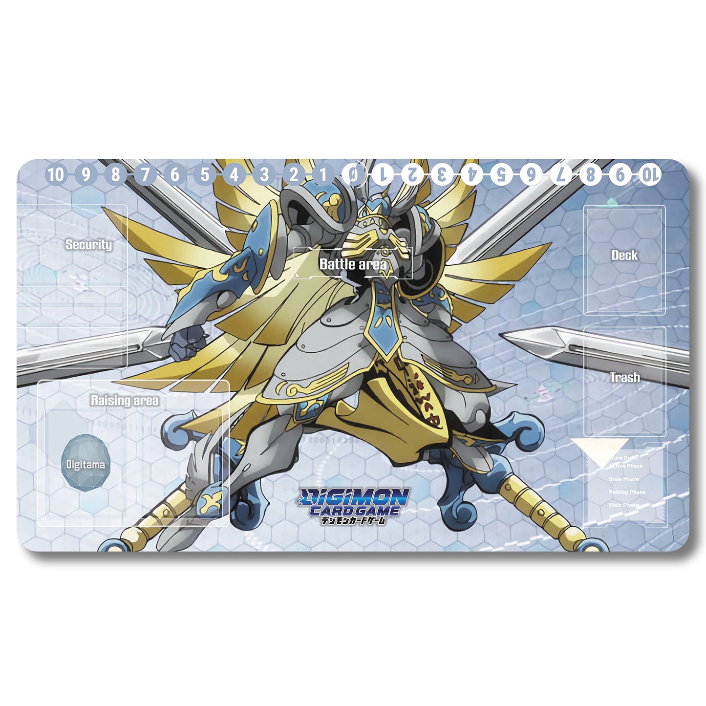 Digimon Seraphimon Playmat - Digimon Size 23.6X13.7in Play mats Compatible for TCG DTCG CCG Trading Card Game