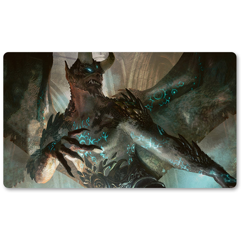 Tabulludo Ekstercentra - Rune-Scared-Demono -MTG Playmat Grandeco 23.6X13.7in Ludaj matoj Kongrua por TCG RPG CCG Komerckartludo