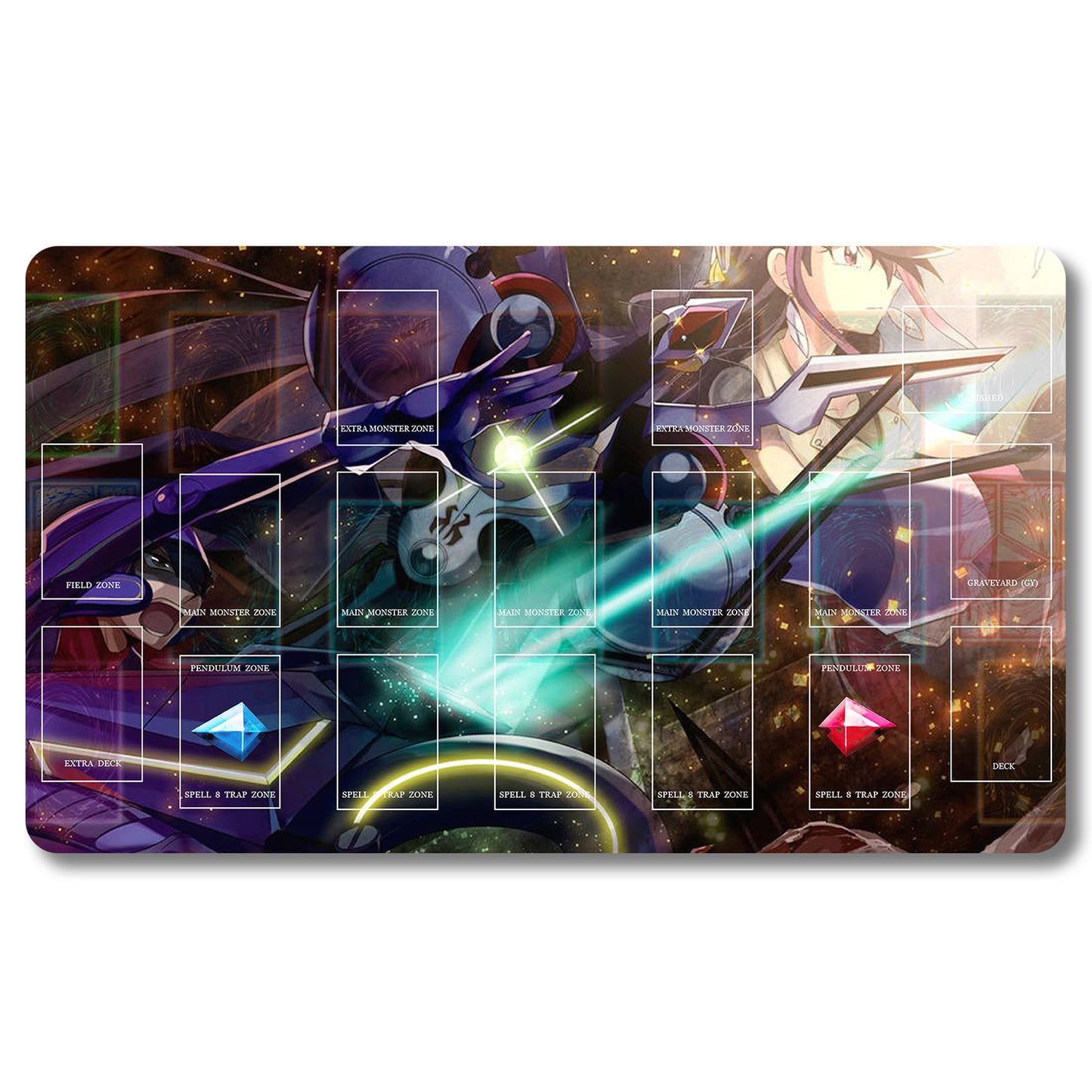 Brettspiel-Peripheriegerät – 499653 – Yugioh Spielmatte, Größe 59,9 x 34,9 cm. Spielmatten, kompatibel mit TCG, OCG, CCG, Sammelkartenspiel
