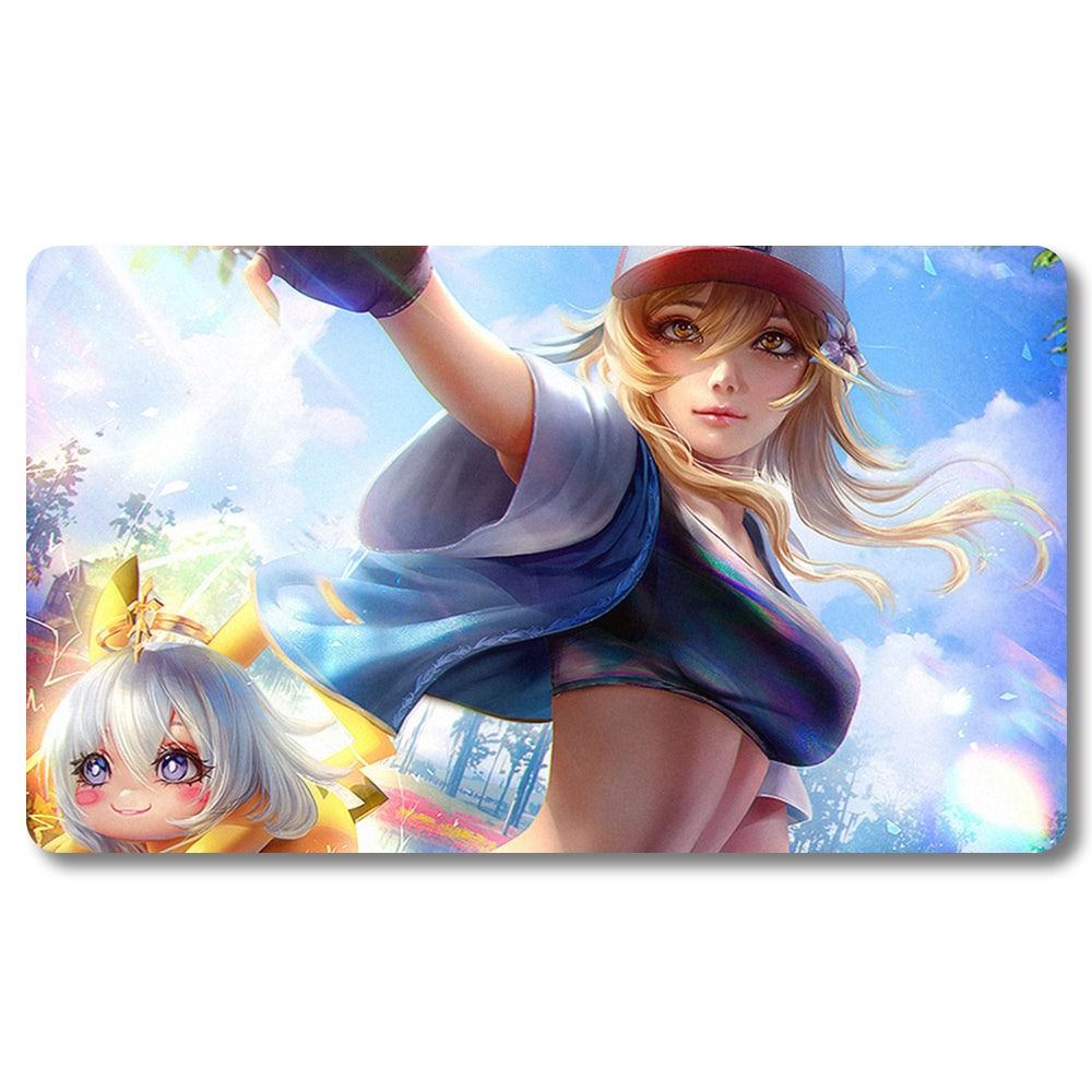 Tabulludo Ekstercentra - d6x18l- Pokemona Playmat Grandeco 23.6X13.7in Ludaj matoj Kongruaj por TCG MTG RPG CCG Komerckartludo