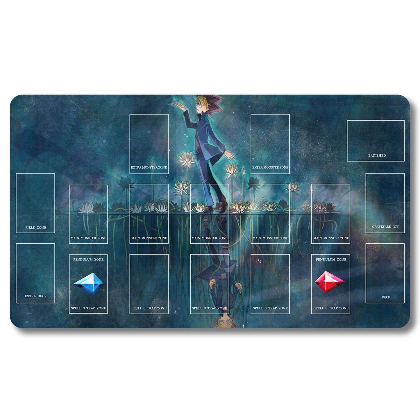 Brettspiel-Peripheriegerät – 390779 – Yugioh-Spielmatte, Größe 59,9 x 34,9 cm. Spielmatten, kompatibel mit TCG, OCG, CCG, Sammelkartenspiel