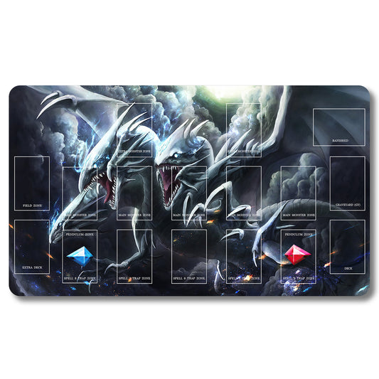 YUGIOH Neo Blue-Eyes Ultimate Dragon Playmat - Yugioh Size 23.6X13.7in Play mats Compatible for TCG OCG CCG Trading Card Game