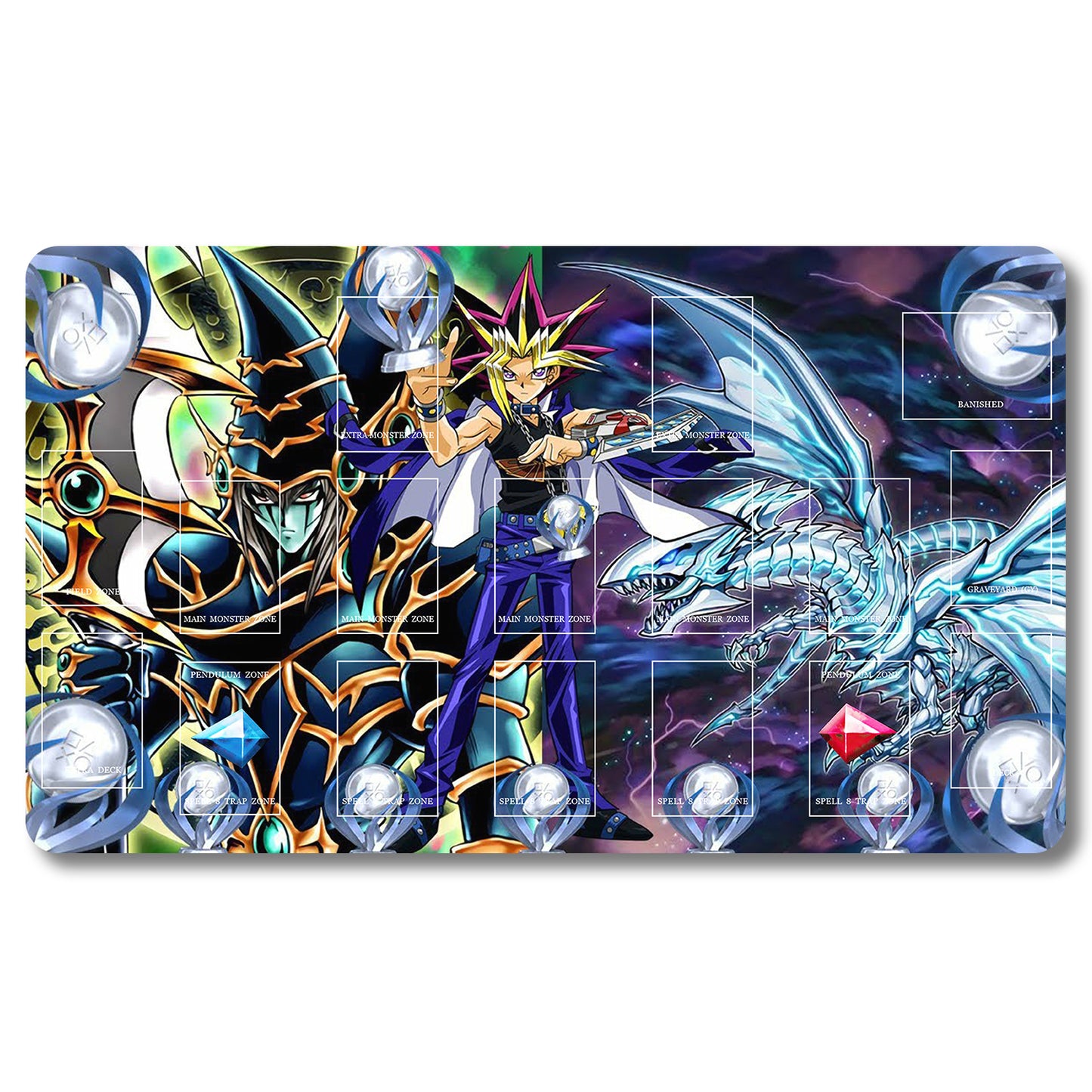 Brettspiel-Peripheriegerät – 337953 – Yugioh-Spielmatte, Größe 59,9 x 34,9 cm. Spielmatten, kompatibel mit TCG, OCG, CCG, Sammelkartenspiel