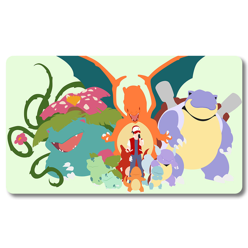 Miao Frog Flower, Quick Dragon, Kami Turtle Playmat- Pokemon Size 23.6X13.7in Play TCGPLAYMAT Miao Frog Flower, Quick Dragon, Kami Turtle Playmat- Pokemon Size 23.6X13.7in Play TCGPLAYMAT