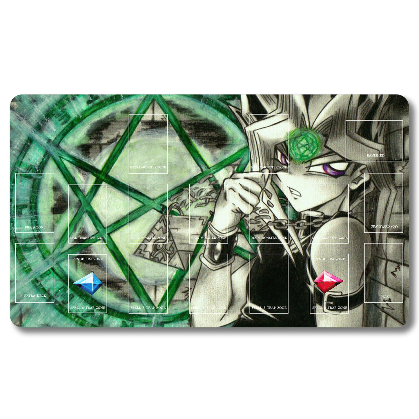 Brettspiel-Peripheriegerät – 689653 – Yugioh Spielmatte, Größe 59,9 x 34,9 cm. Spielmatten, kompatibel mit TCG, OCG, CCG, Sammelkartenspiel