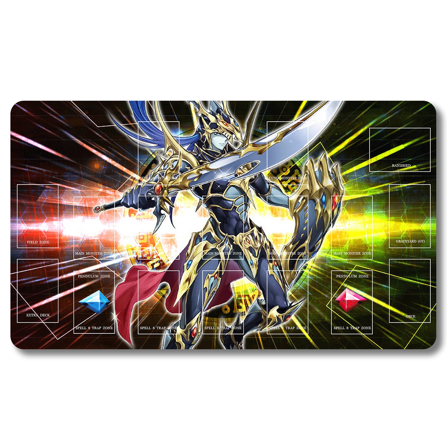 Black Luster Soldier Playmat- Yugioh Size 23.6X13.7in Play TCGPLAYMAT Black Luster Soldier Playmat- Yugioh Size 23.6X13.7in Play TCGPLAYMAT