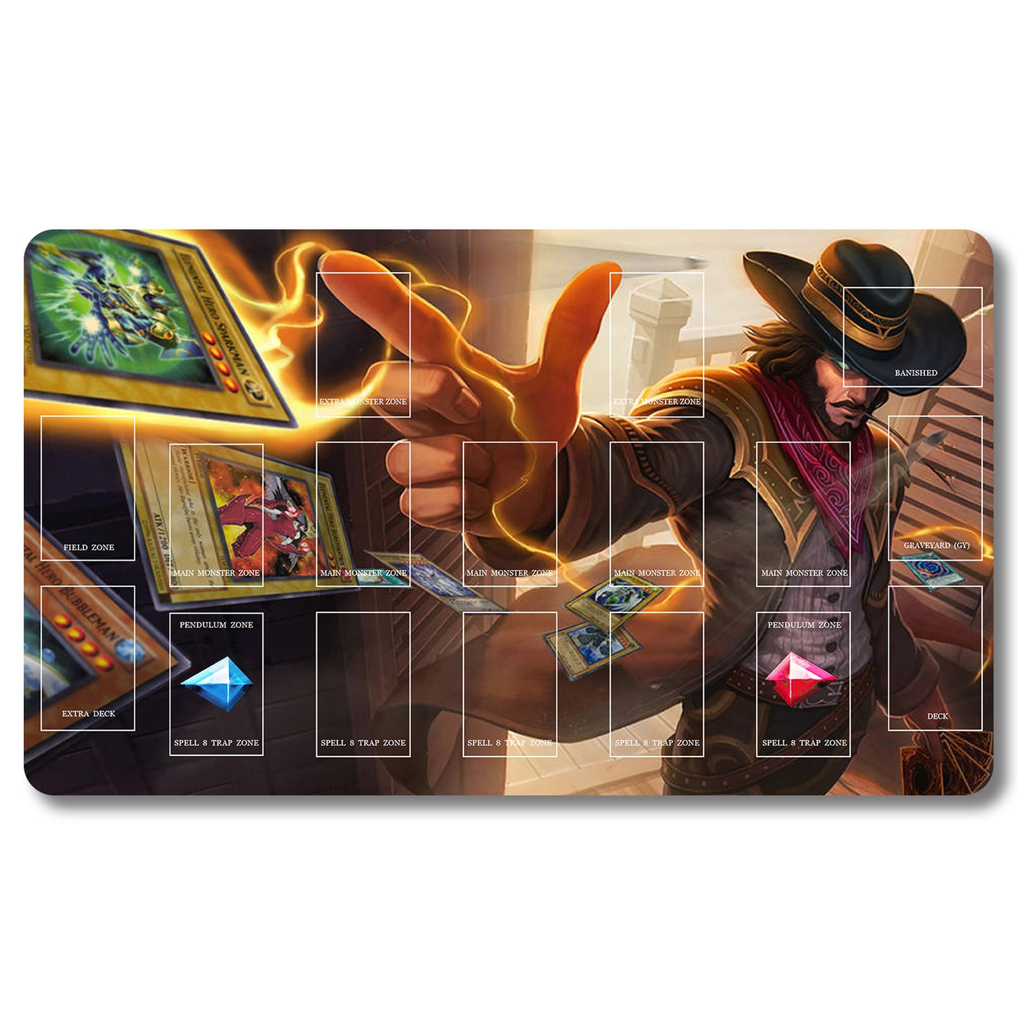 Brettspiel-Peripheriegerät – 839653 – Yugioh-Spielmatte, Größe 59,9 x 34,9 cm. Spielmatten, kompatibel mit TCG, OCG, CCG, Sammelkartenspiel