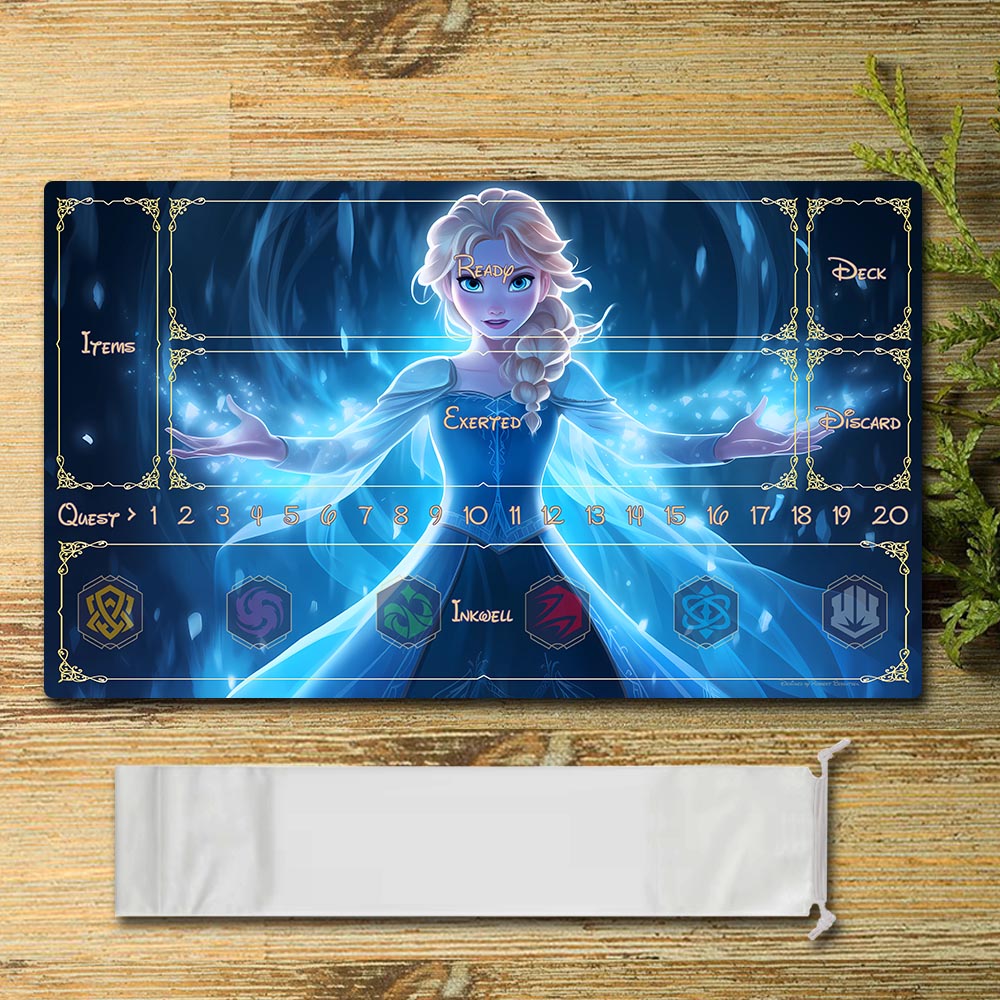 Board Game Elsa Lorcana Playmat- DIS13- Size 23.6X13.7in Play mats Compatible for TCG RPG CCG Mouse Pad Desk Mats
