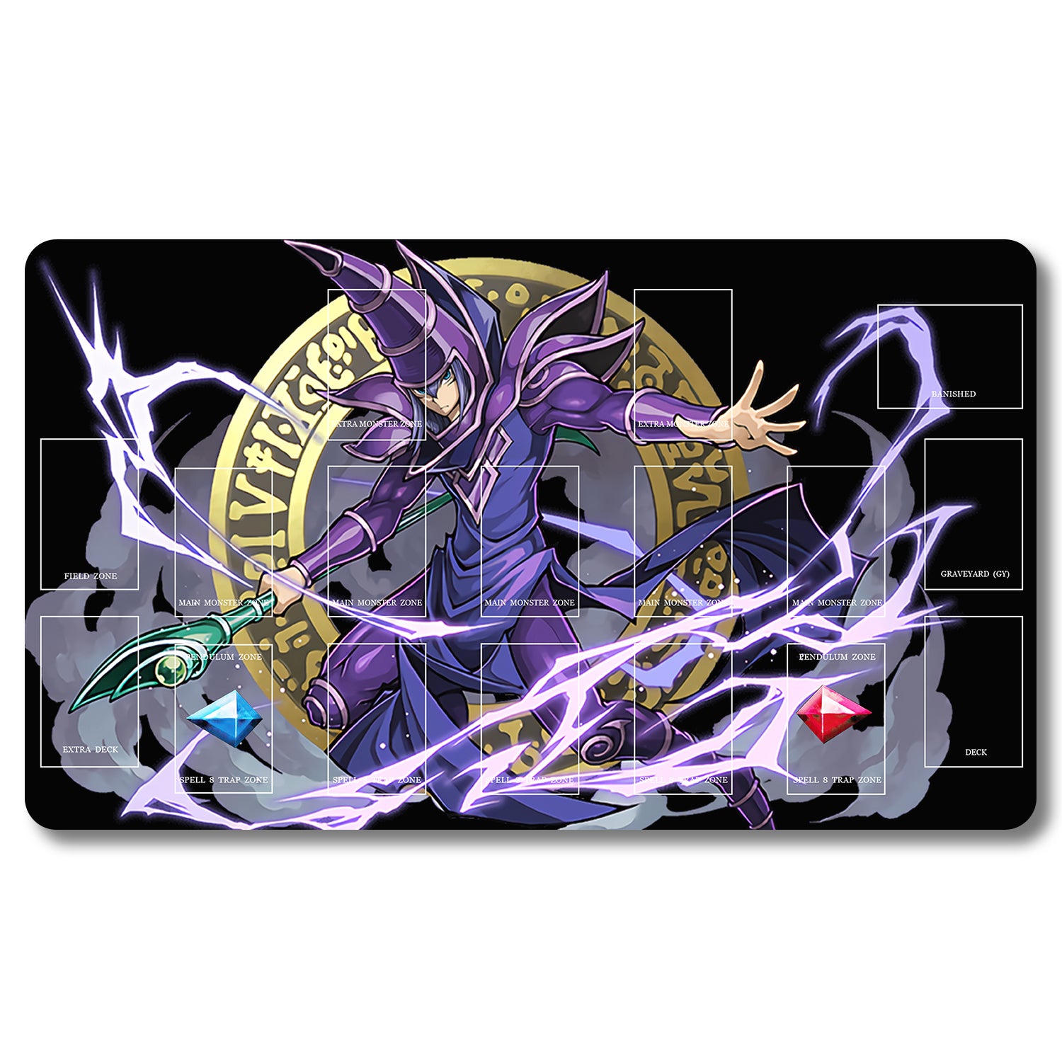 Dark Magician Playmat- Yugioh Size 23.6X13.7in Play TCGPLAYMAT Dark Magician Playmat- Yugioh Size 23.6X13.7in Play TCGPLAYMAT