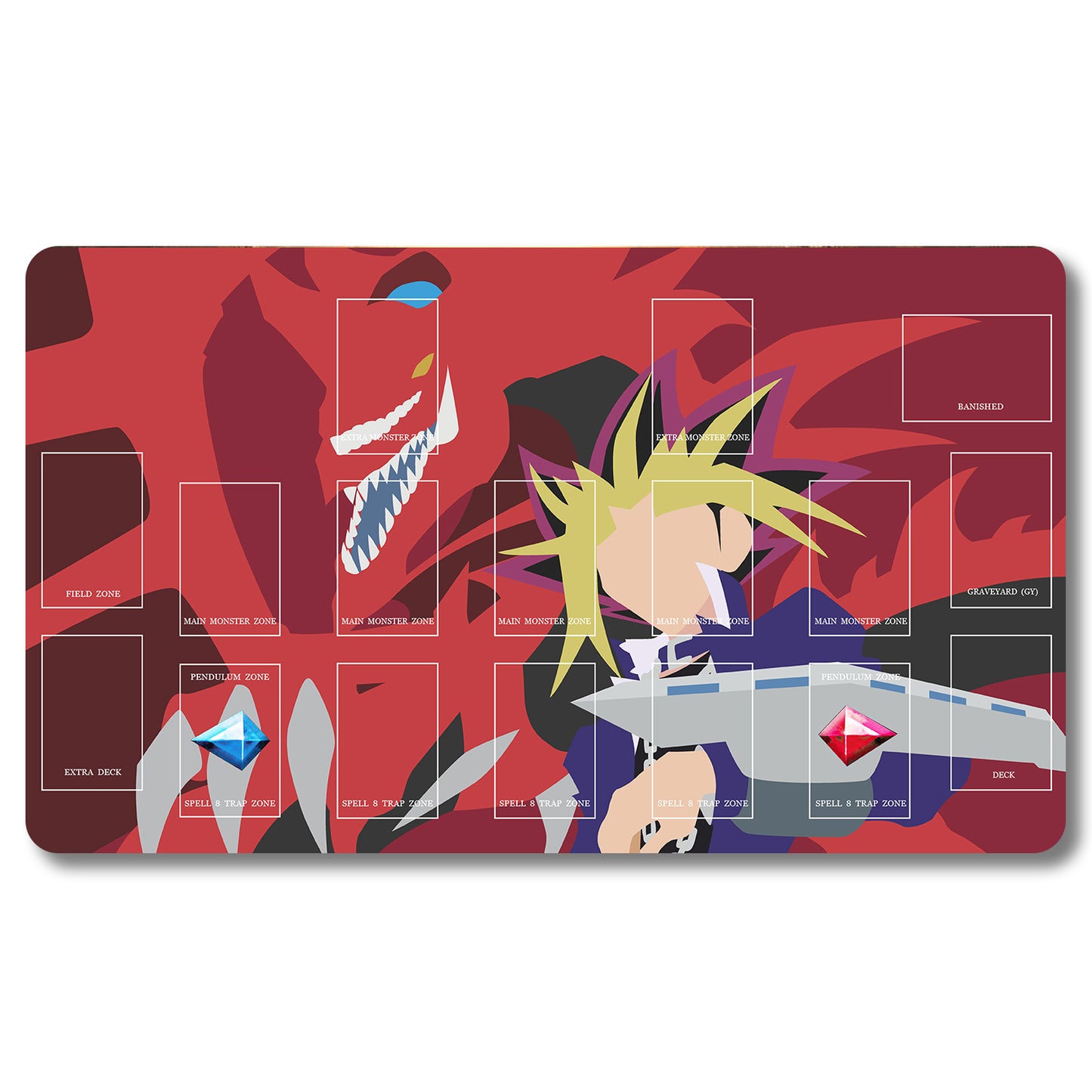 Board Game Yugi Muto Playmat - Yugioh Size 23.6X13.7in Play mats Compatible for TCG OCG CCG Trading Card Game