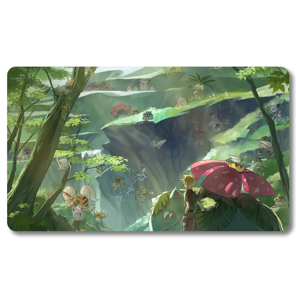 PTCG bulbasaur Playmat- Pokemon Size 23.6X13.7in Play mats Compatible for TCG MTG RPG CCG Trading Card Game