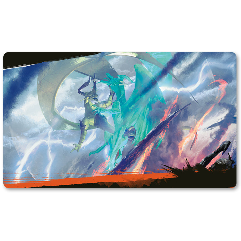 Tabulludo Ekstercentra - CRUX OF FATE -MTG Playmat Grandeco 23.6X13.7in Ludaj matoj Kongrua por TCG RPG CCG Komerckartludo