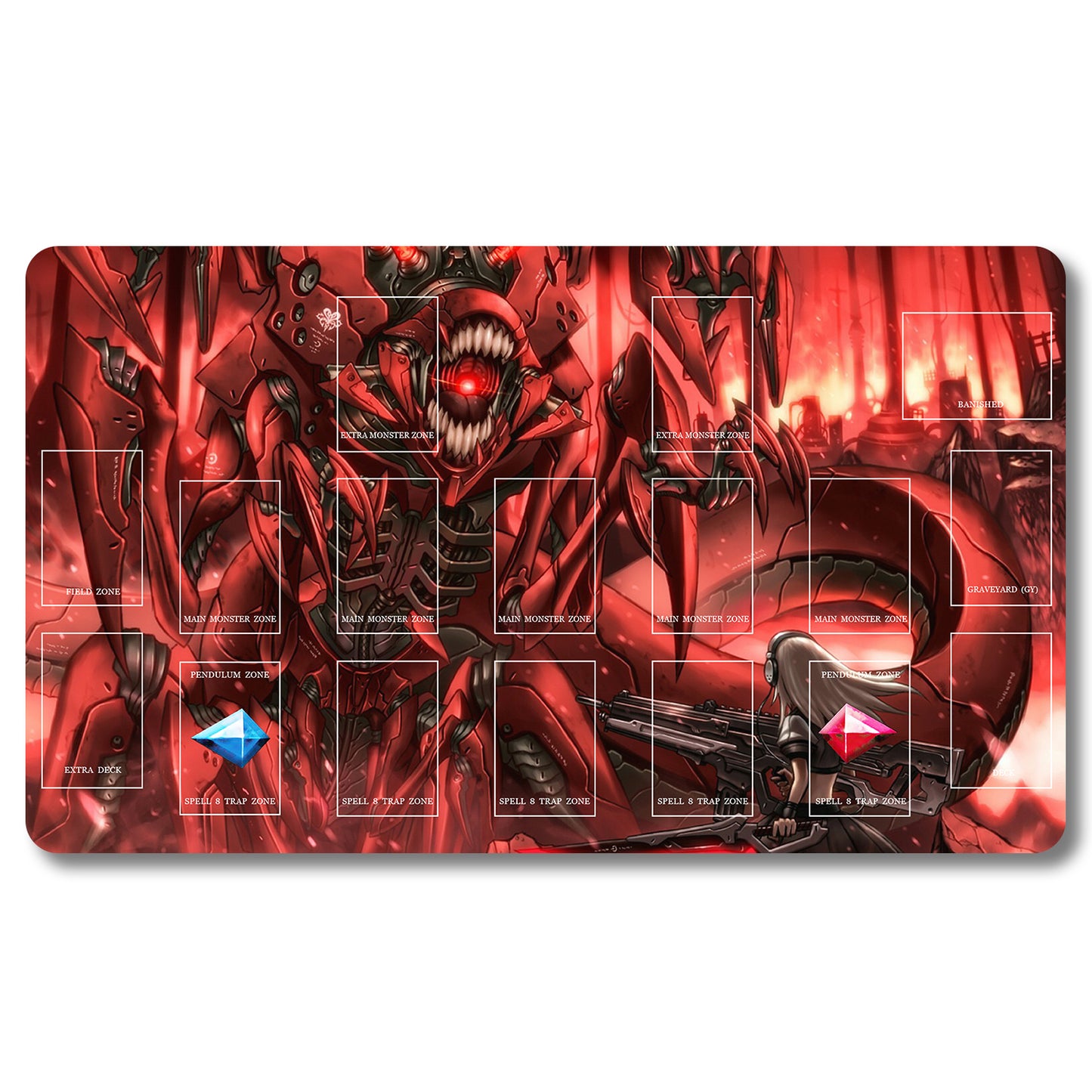 Brettspiel-Peripheriegerät – 357953 – Yugioh-Spielmatte, Größe 59,9 x 34,9 cm. Spielmatten, kompatibel mit TCG, OCG, CCG, Sammelkartenspiel