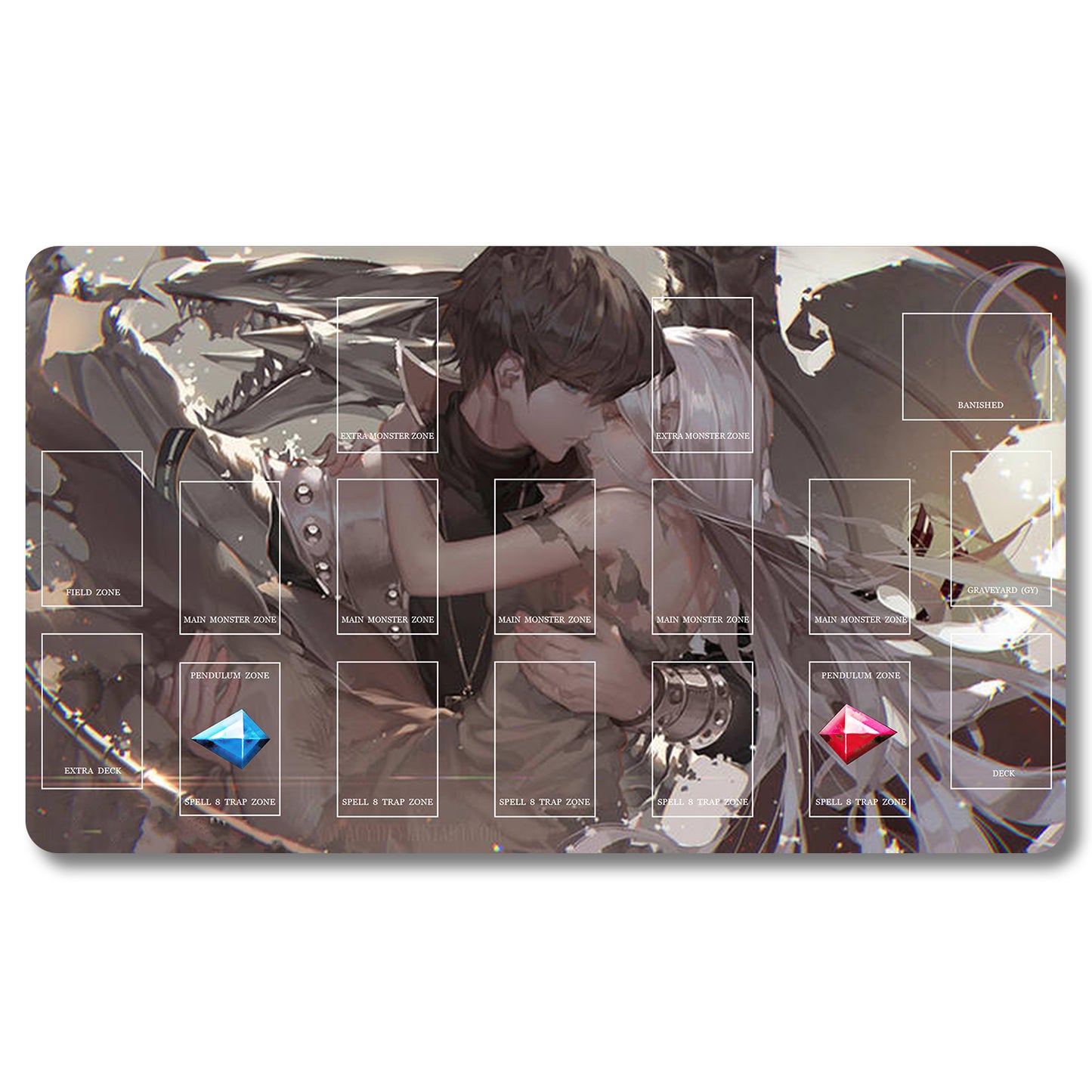 Brettspiel-Peripheriegerät – 379653 – Yugioh-Spielmatte, Größe 59,9 x 34,9 cm. Spielmatten, kompatibel mit TCG, OCG, CCG, Sammelkartenspiel