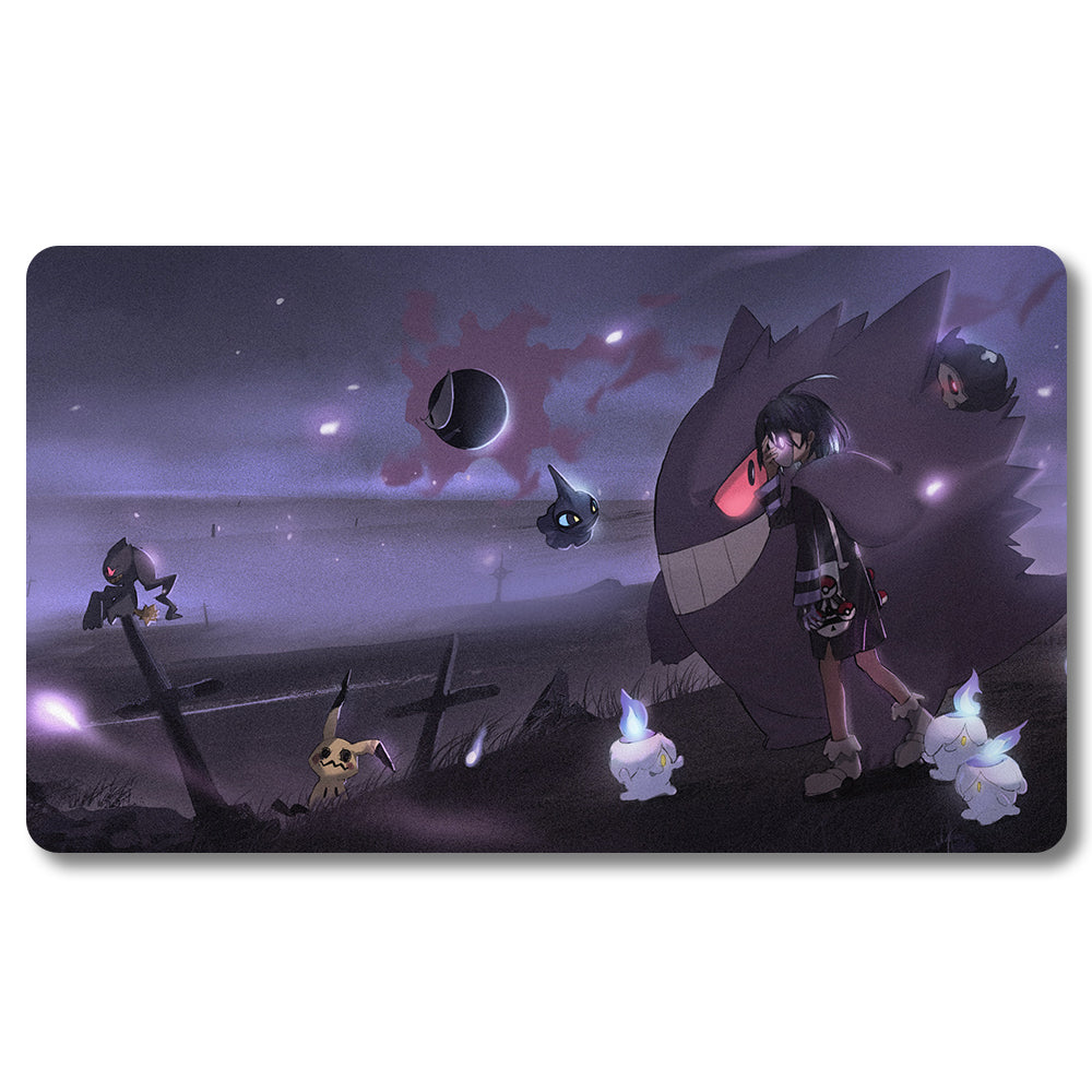 Board Game gengar Playmat- Pokemon Size 23.6X13.7in Play mats Compatible for TCG MTG RPG CCG Trading Card Game