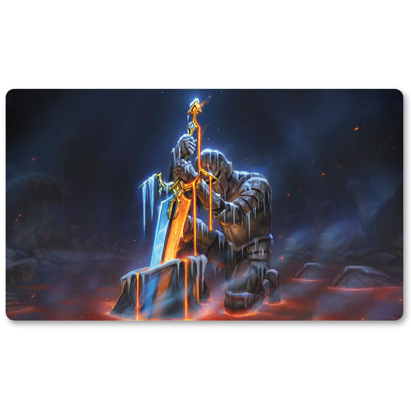 Tabulludo Ekstercentra - GLVO DE FAJRO KAJ GLACIO -MTG Playmat Grandeco 23.6X13.7in Ludaj matoj Kongrua por TCG RPG CCG Komerckartludo