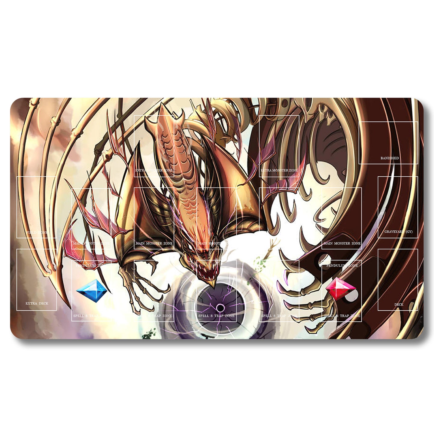Brettspiel-Peripheriegerät – 509653 – Yugioh-Spielmatte, Größe 59,9 x 34,9 cm. Spielmatten, kompatibel mit TCG, OCG, CCG, Sammelkartenspiel