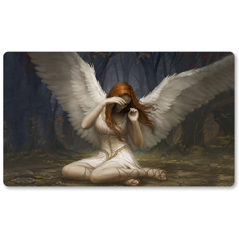 Tabulludo Ekstercentra - Anĝelo de Flugo Alabastro - MTG Ludmatoj Grandeco 23.6X13.7in Ludaj matoj Kongruaj por TCG RPG CCG Komerckartludo