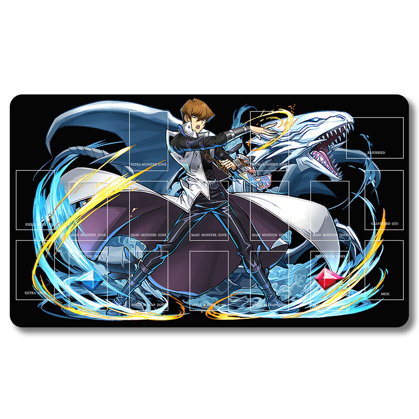 Brettspiel-Peripheriegerät – 489653 – Yugioh-Spielmatte, Größe 59,9 x 34,9 cm. Spielmatten, kompatibel mit TCG, OCG, CCG, Sammelkartenspiel