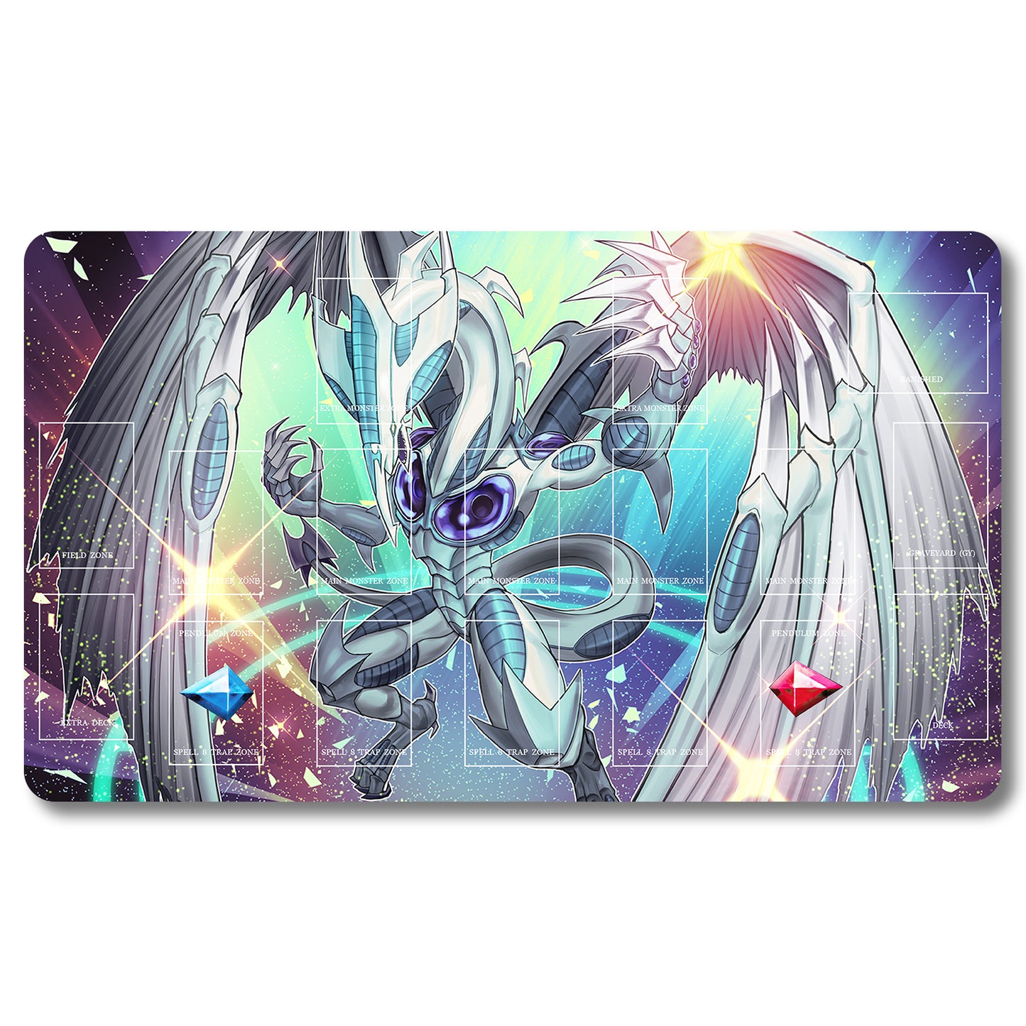 Tabulludo Ekstercentra - dpm13m- Yugioh Playmat Grandeco 23.6X13.7in Ludaj matoj Kongruaj por TCG OCG CCG Komerckartludo