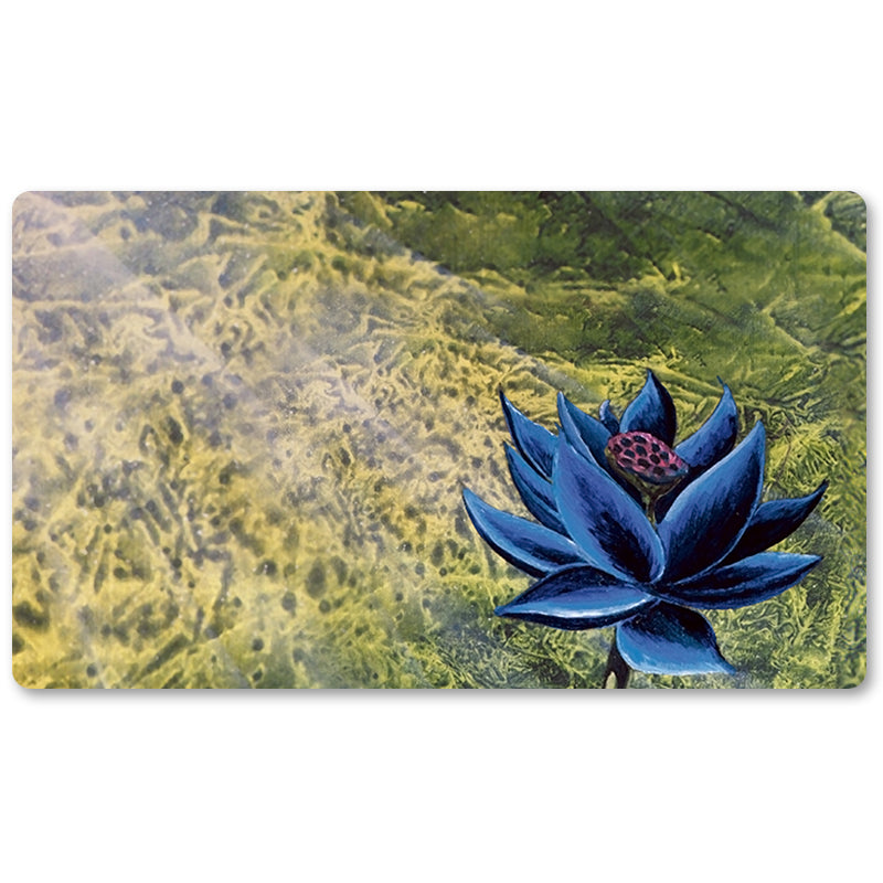 Tabulludo Ekstercentra - Nigra Lotuso -MTG Playmat Grandeco 23.6X13.7in Ludaj matoj Kongrua por TCG RPG CCG Komerckartludo