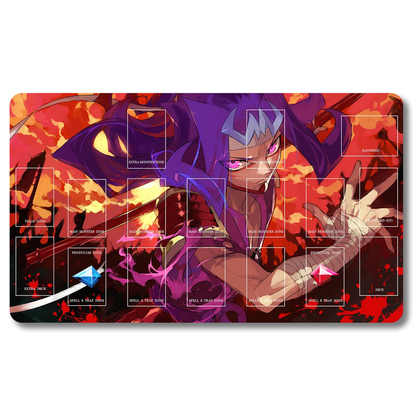 Brettspiel-Peripheriegerät – 487953 – Yugioh-Spielmatte, Größe 59,9 x 34,9 cm. Spielmatten, kompatibel mit TCG, OCG, CCG, Sammelkartenspiel