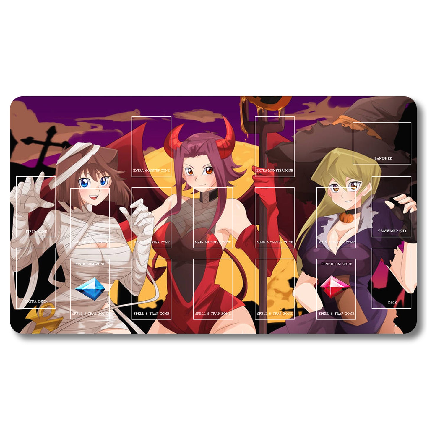 Brettspiel-Peripheriegerät – 169653 – Yugioh-Spielmatte, Größe 59,9 x 34,9 cm. Spielmatten, kompatibel mit TCG, OCG, CCG, Sammelkartenspiel