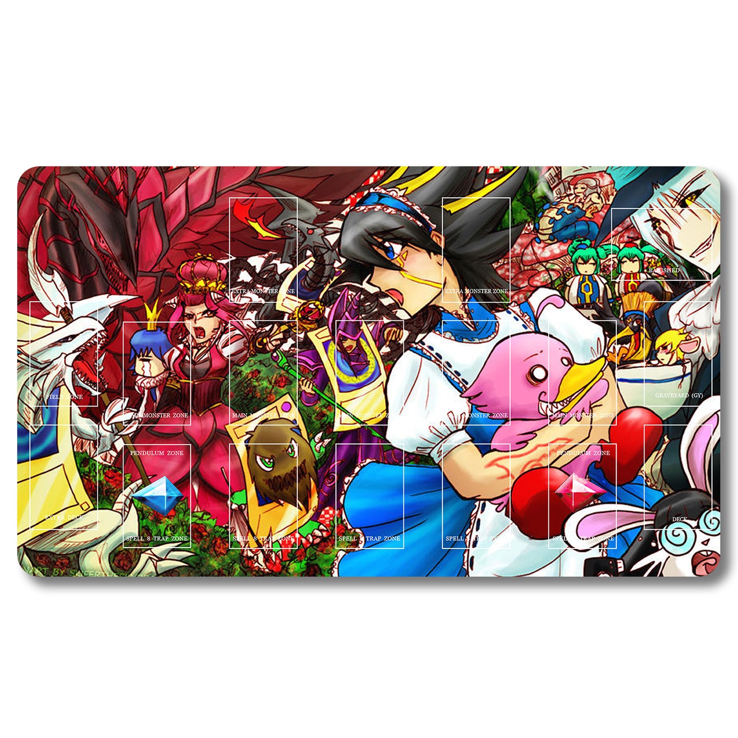Brettspiel-Peripheriegerät – 849653 – Yugioh-Spielmatte, Größe 59,9 x 34,9 cm. Spielmatten, kompatibel mit TCG, OCG, CCG, Sammelkartenspiel
