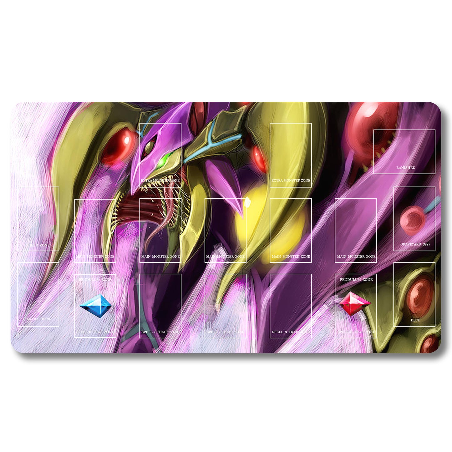 Brettspiel-Peripheriegerät – 569653 – Yugioh Spielmatte, Größe 59,9 x 34,9 cm. Spielmatten, kompatibel mit TCG, OCG, CCG, Sammelkartenspiel