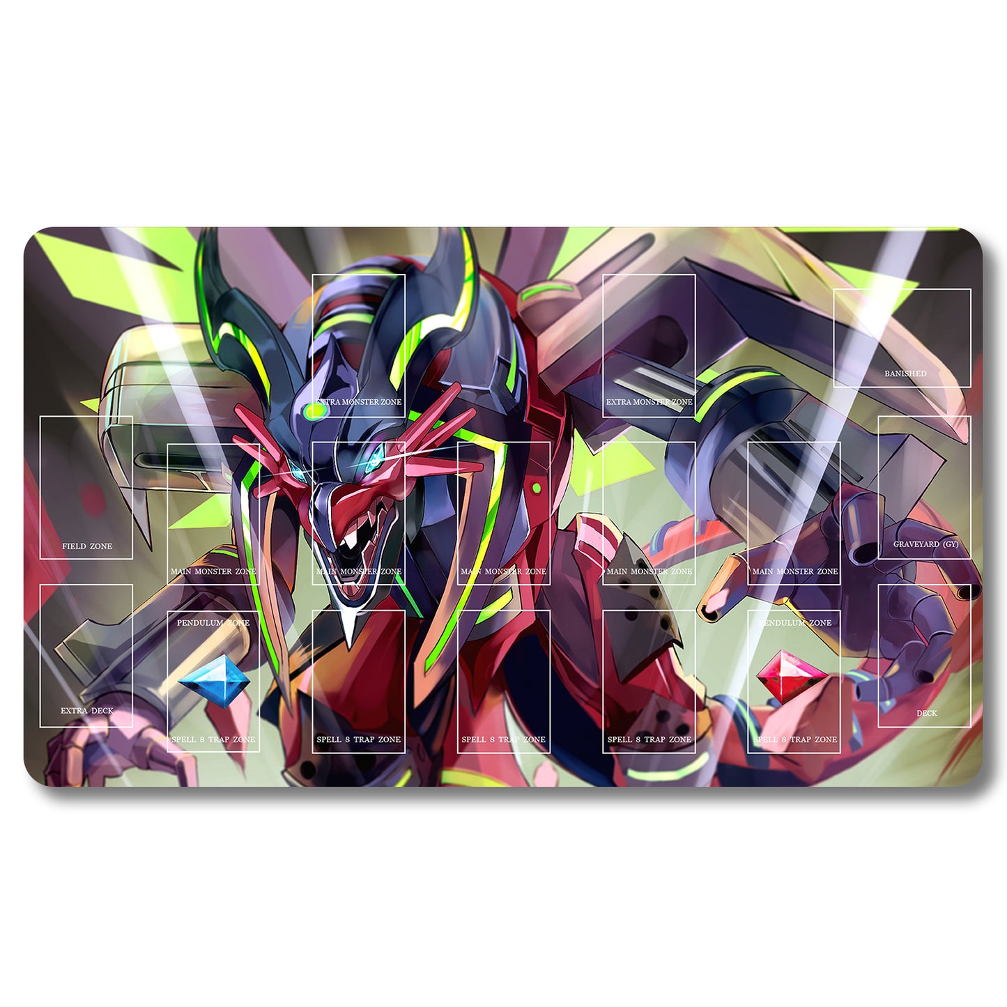 Tabulludo Ekstercentra - q2v13l- Yugioh Playmat Grandeco 23.6X13.7in Ludaj matoj Kongruaj por TCG OCG CCG Komerckartludo