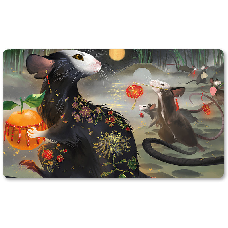 Tabulludo Ekstercentra - PACK RAT -MTG Playmat Grandeco 23.6X13.7in Ludaj matoj Kongrua por TCG RPG CCG Komerckartludo