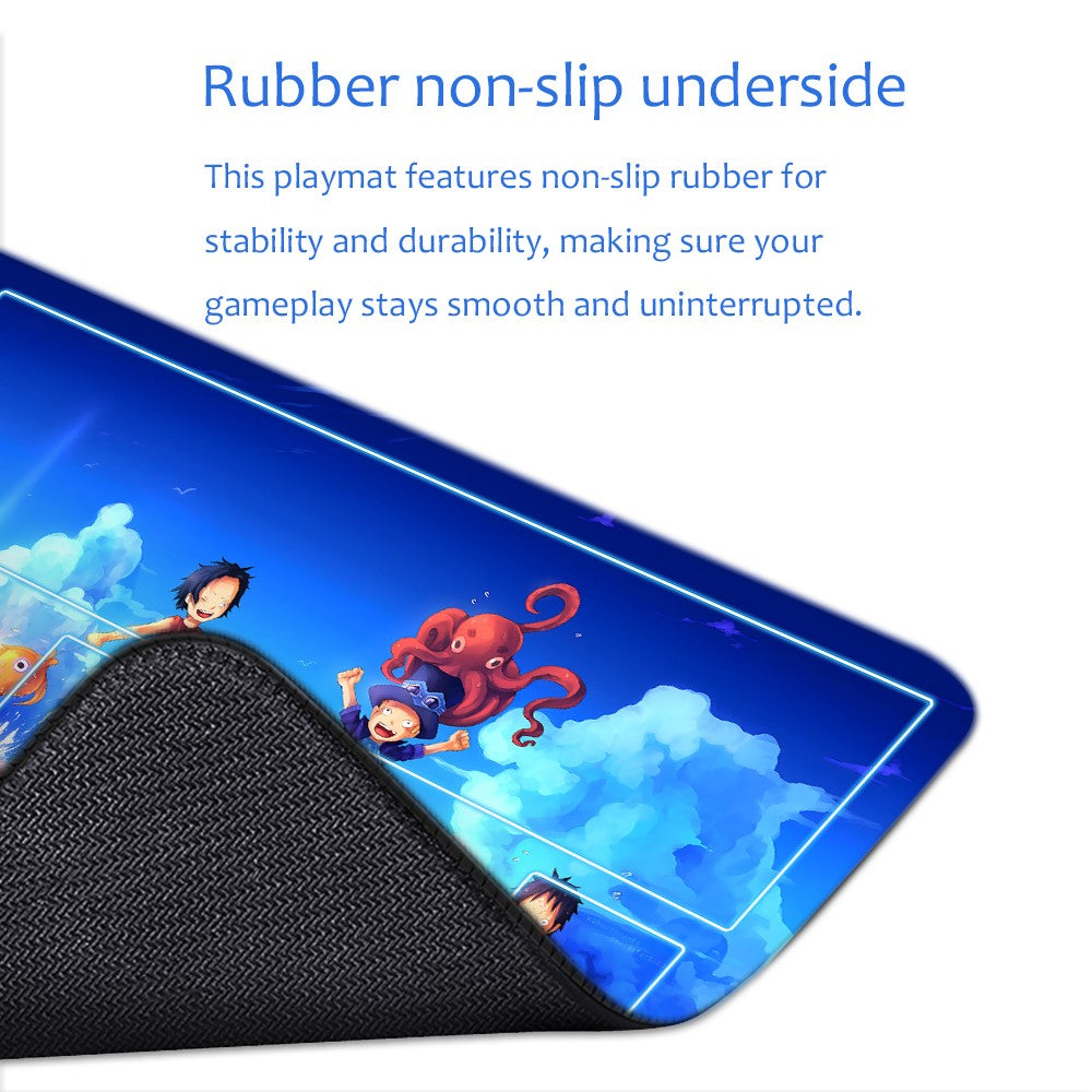 Portgas D. Ace，Sabo，Monkey D. Luffy One Piece Playmat + Free Storage Bag Non-Slip Rubber 24x14 in +122HZWzone (61)