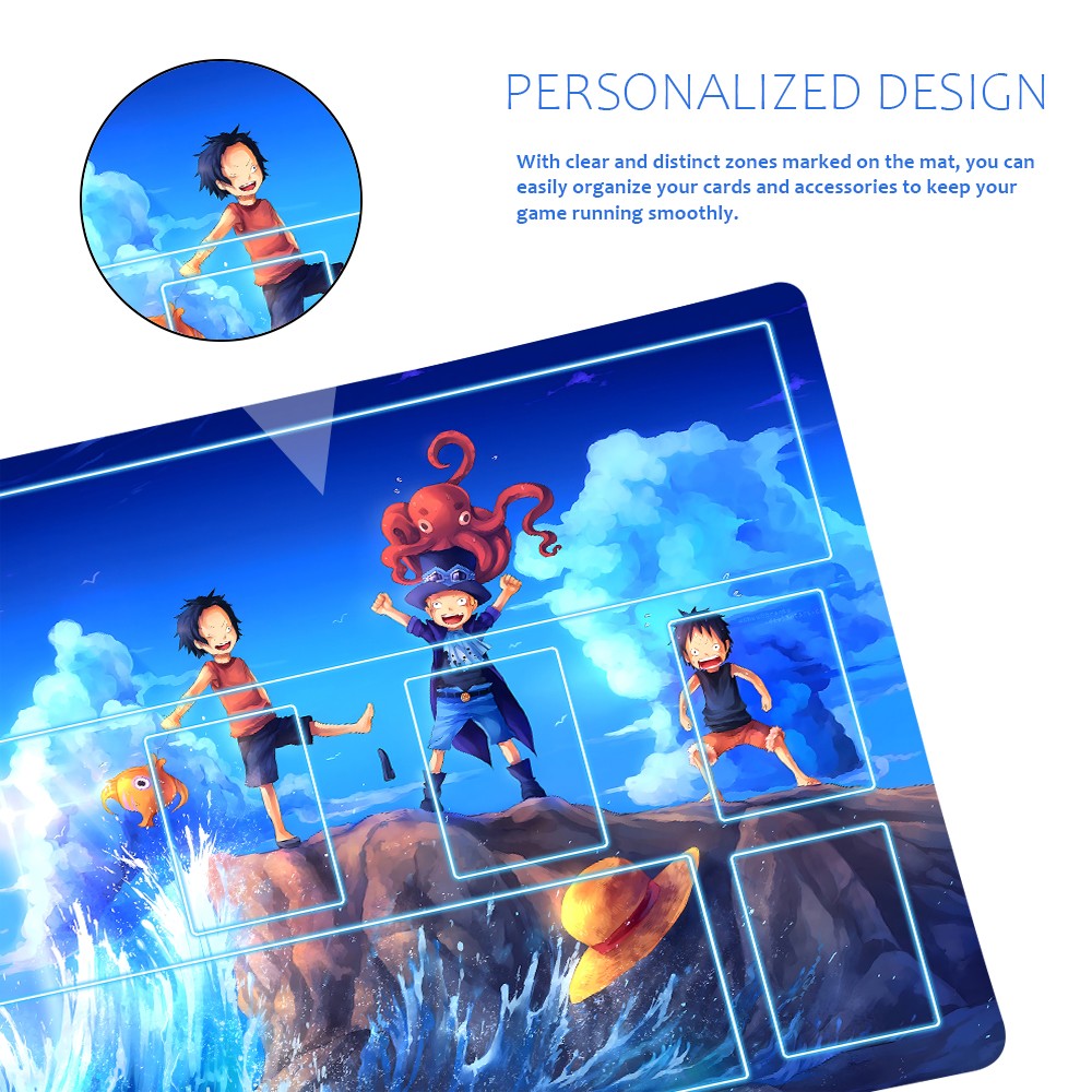 Portgas D. Ace，Sabo，Monkey D. Luffy One Piece Playmat + Free Storage Bag Non-Slip Rubber 24x14 in +122HZWzone (61)