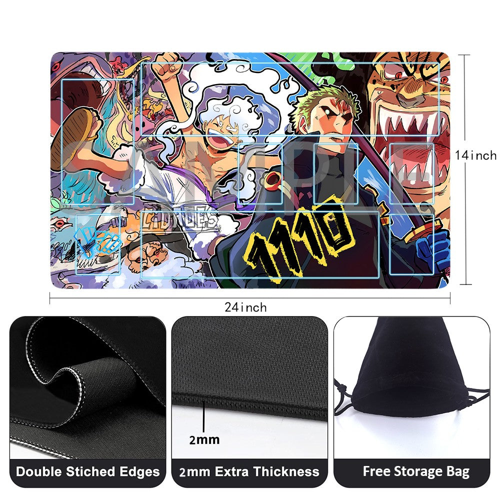 Luffy Gear Fifth × Zoro × Kaido One Piece Playmat + Free Storage Bag Non-Slip Rubber 24x14 in +122HZWzone (63)
