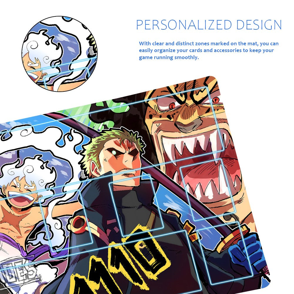 Luffy Gear Fifth × Zoro × Kaido One Piece Playmat + Free Storage Bag Non-Slip Rubber 24x14 in +122HZWzone (63)