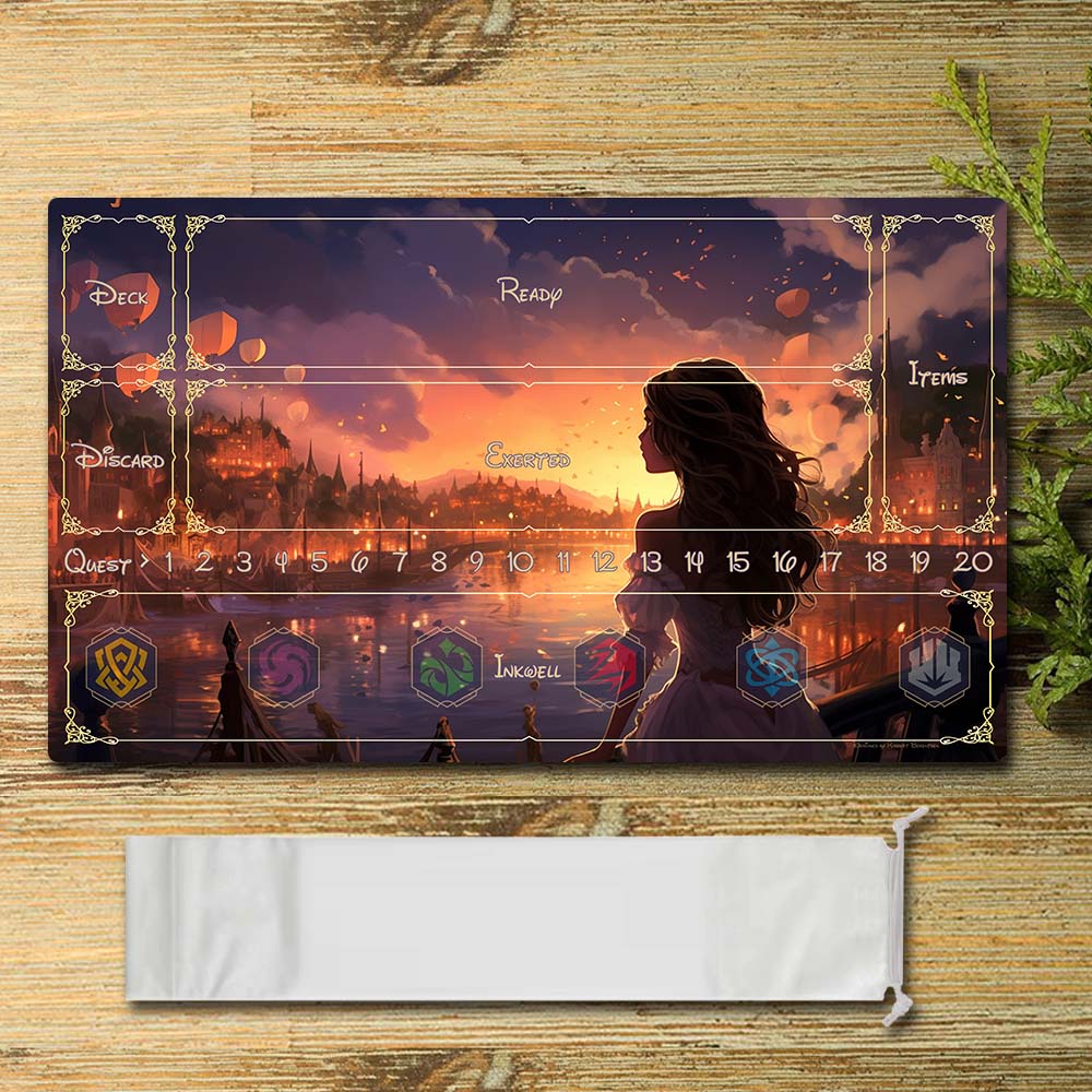 Board Game Peripheral - Thoughts at sunset  - Lorcana Playmat Size 23.6X13.7in Play mats Compatible for TCG RPG CCG Mouse Pad Desk Mats