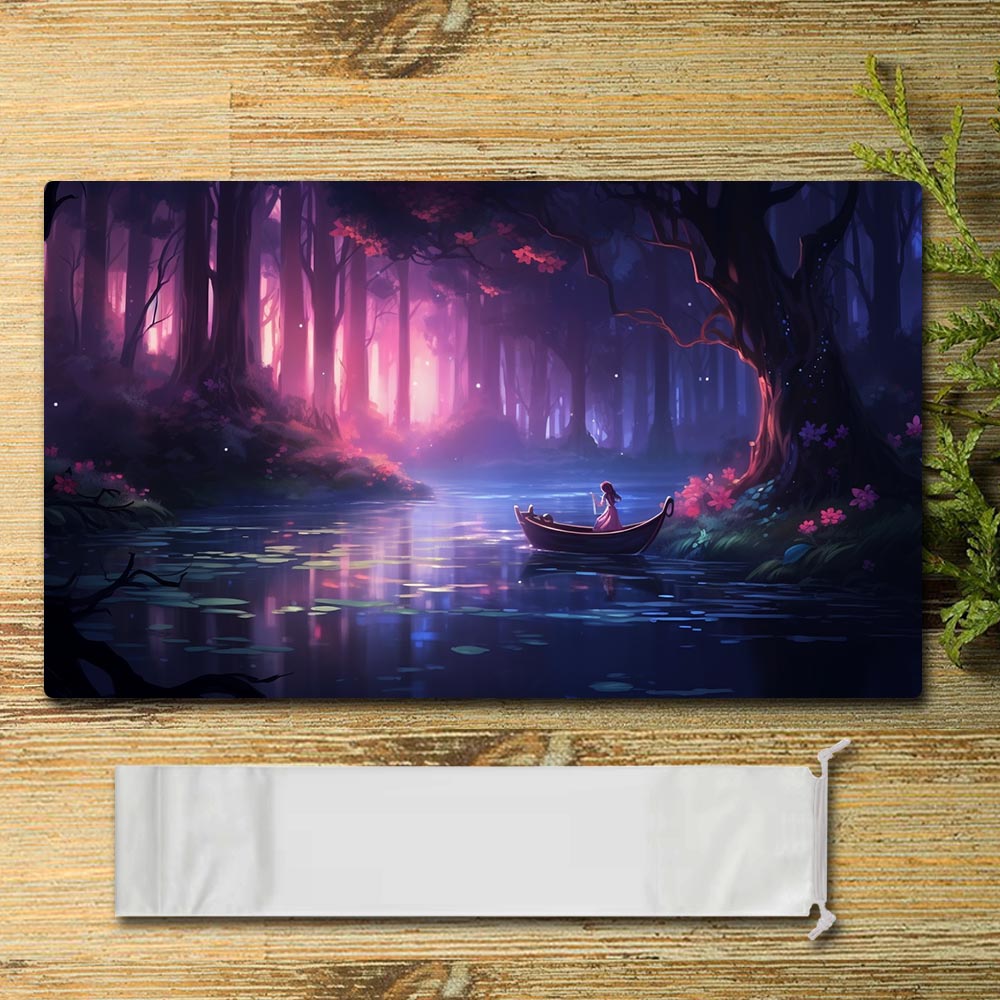 Disney Peripheral - River at night1  - Lorcana Playmat Size 23.6X13.7in Play mats Compatible for TCG RPG CCG Mouse Pad Desk Mats