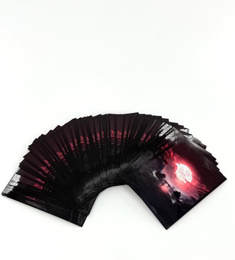 100 PCS TCG/MTG Card Sleeves, Sleeves Size is 2.6 x 3.6 in Applicable to OCG CCG DTCG PTCG, Fit Standard Size Cards - Red Moon