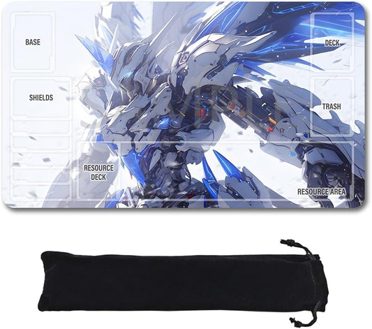 GCG Playmats with Zones - 24"x14" Unofficial GCG Card Game Mat New Player Gundam Playmat  Compatible TCG Player Include Storage Bag (GAODA (3)-Zone)