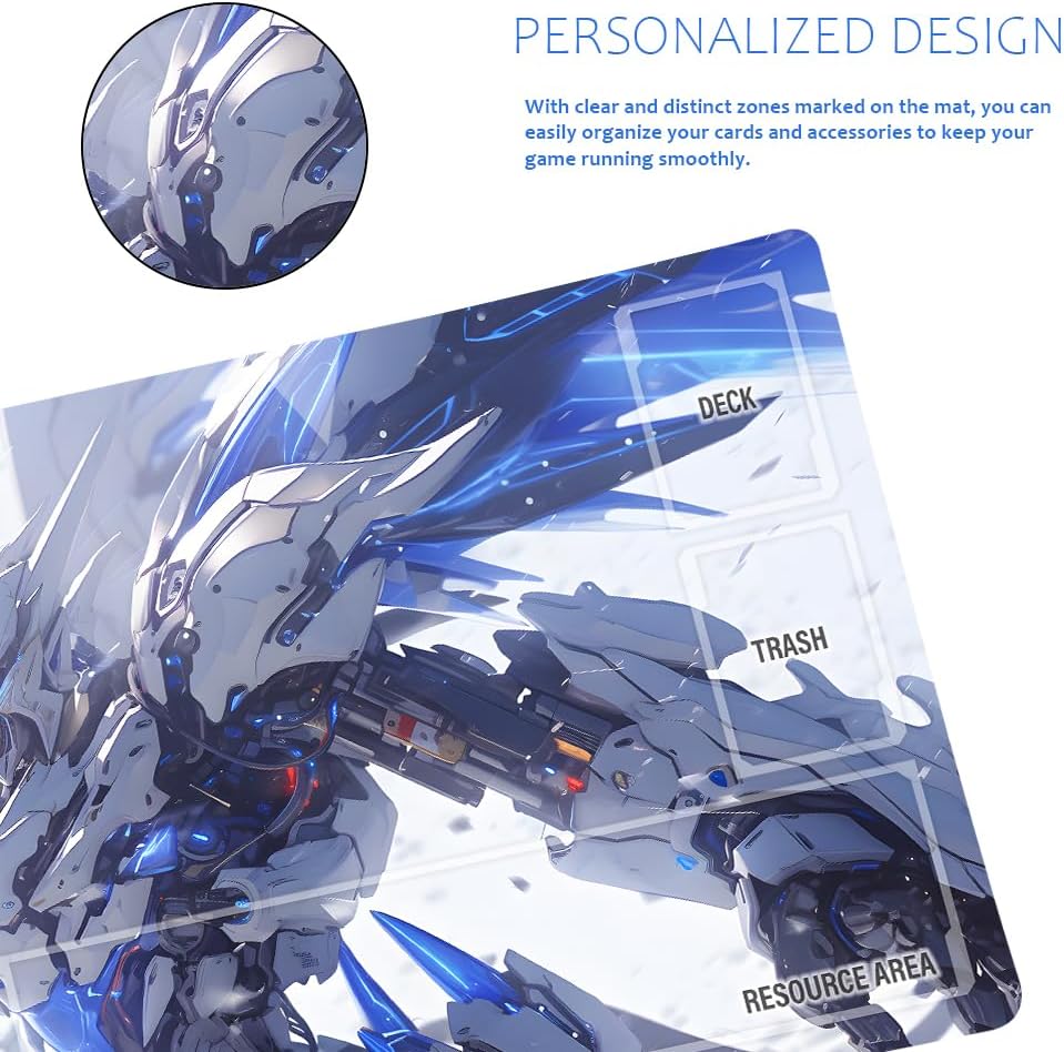 GCG Playmats with Zones - 24"x14" Unofficial GCG Card Game Mat New Player Gundam Playmat  Compatible TCG Player Include Storage Bag (GAODA (3)-Zone)