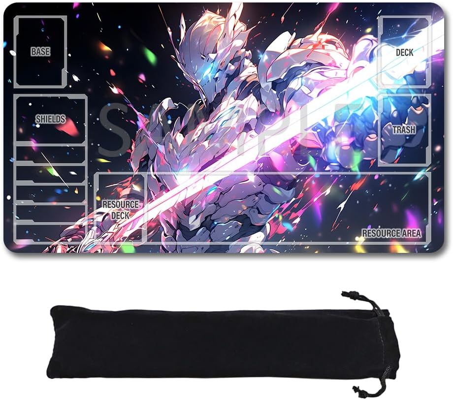 GCG Playmats with Zones - 24"x14" Unofficial GCG Card Game Mat New Player Gundam Playmat  Compatible TCG Player Include Storage Bag (GAODA (9)-Zone)