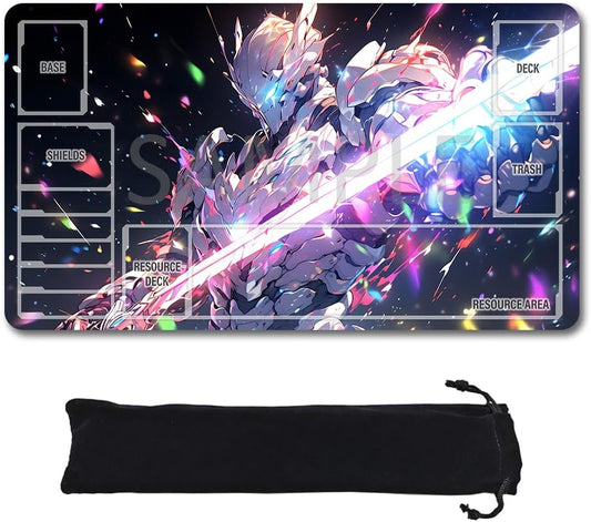 GCG Playmats with Zones - 24"x14" Unofficial GCG Card Game Mat New Player Gundam Playmat  Compatible TCG Player Include Storage Bag (GAODA (11)-Zone)