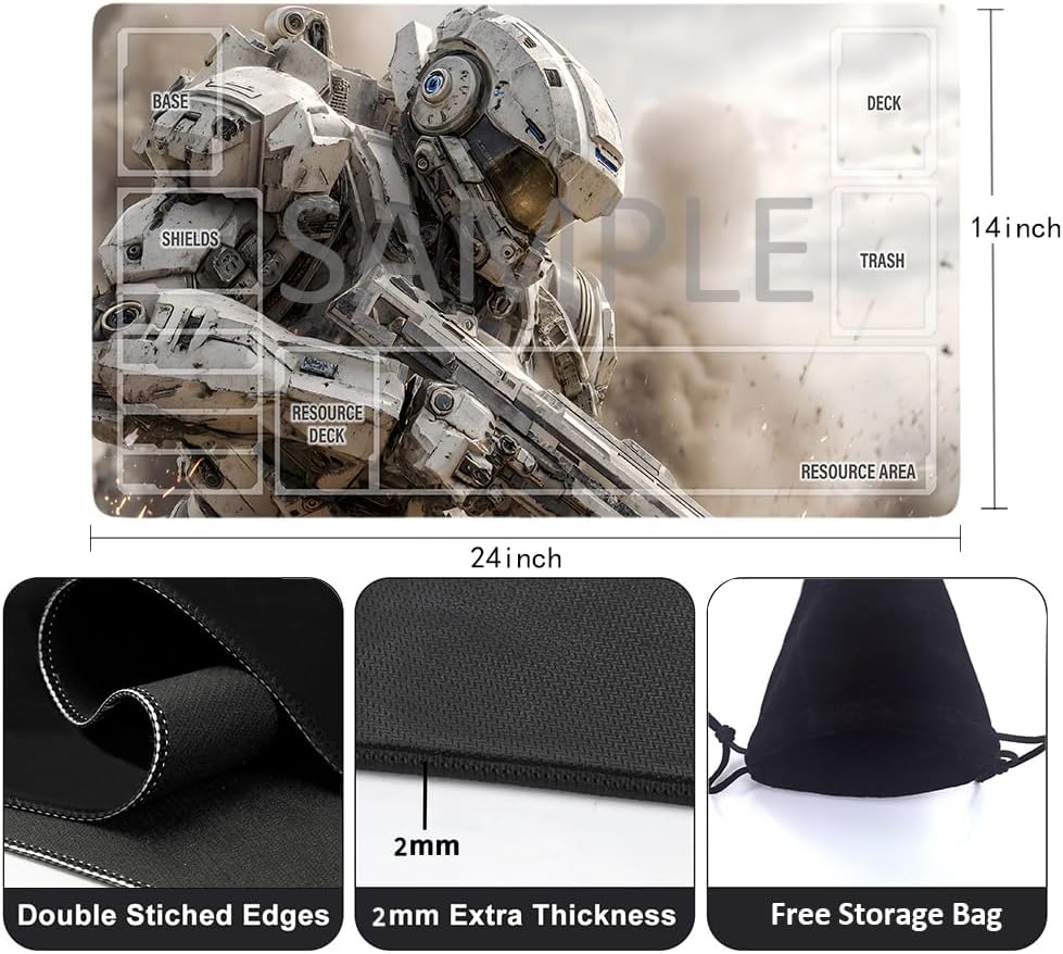 GCG Playmats with Zones - 24"x14" Unofficial GCG Card Game Mat New Player Gundam Playmat  Compatible TCG Player Include Storage Bag (GAODA (10)-Zone)