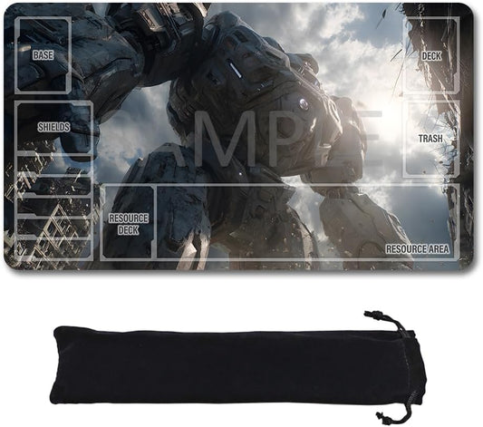 GCG Playmats with Zones - 24"x14" Unofficial GCG Card Game Mat New Player Gundam Playmat  Compatible TCG Player Include Storage Bag (GAODA (17)-Zone)