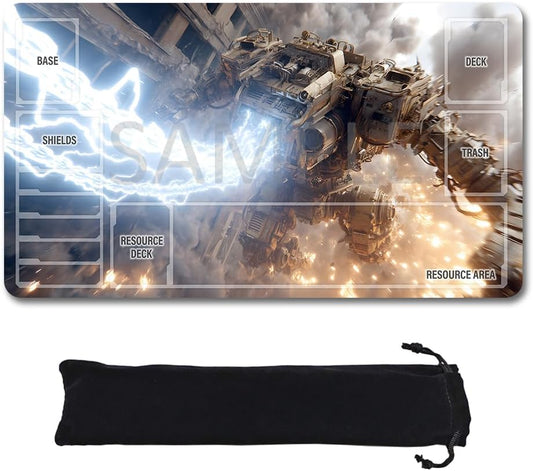 GCG Playmats with Zones - 24"x14" Unofficial GCG Card Game Mat New Player Gundam Playmat  Compatible TCG Player Include Storage Bag (GAODA (18)-Zone)