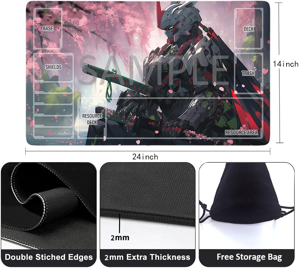 GCG Playmats with Zones - 24"x14" Unofficial GCG Card Game Mat New Player Gundam Playmat  Compatible TCG Player Include Storage Bag (GAODA (20)-Zone)
